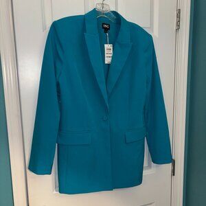 NWT INC Turquoise Blue Long Career Blazer Suit Jacket M